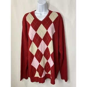 Banana Republic Womens Argyle Sweater Size XL Cotton Wool Blend Academia Preppy